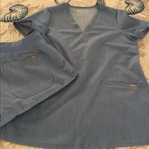 Figs heather Indigo scrub set